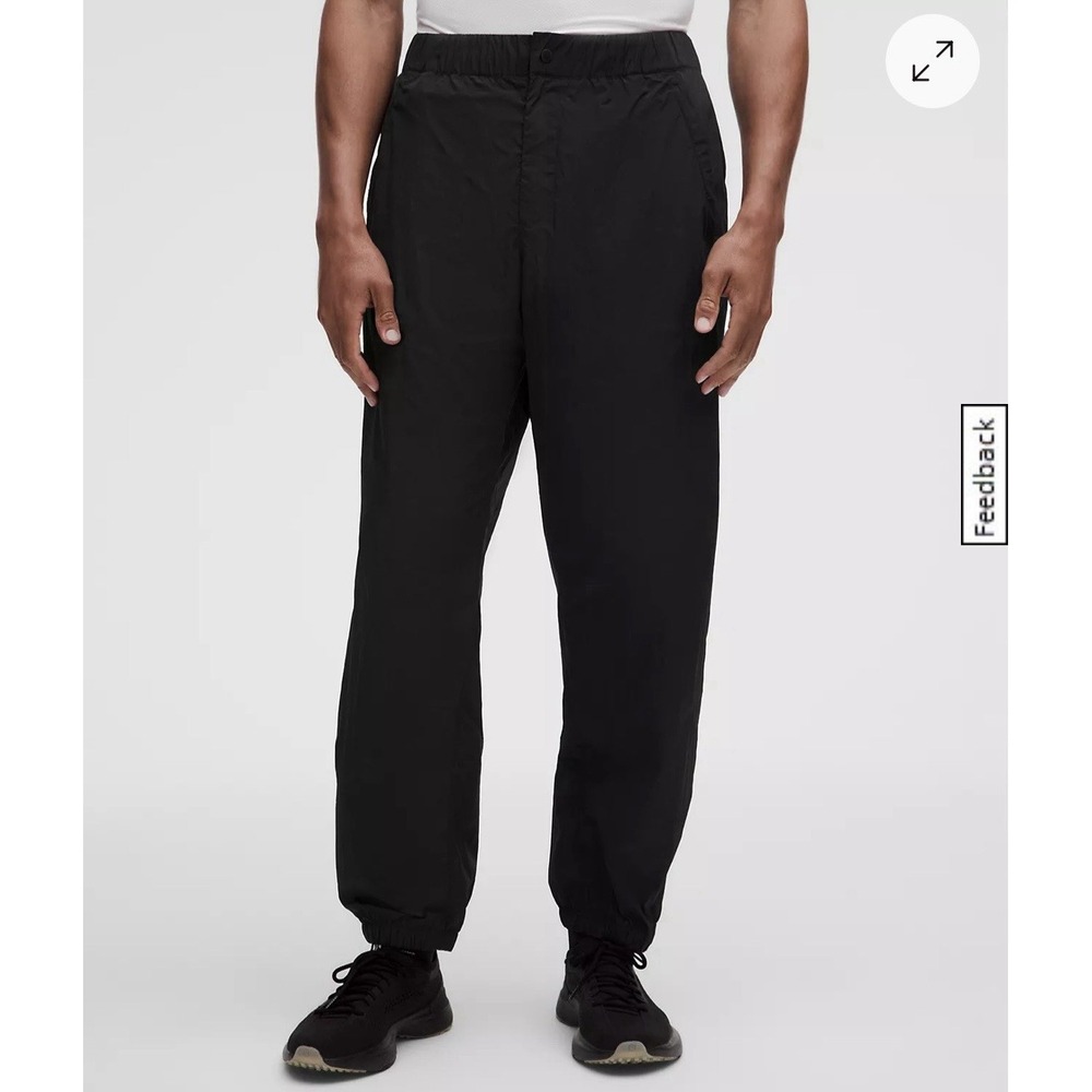 Lululemon Men's M Black Relaxed Track Pants Cinch Hem Zip Fly 28" Inseam